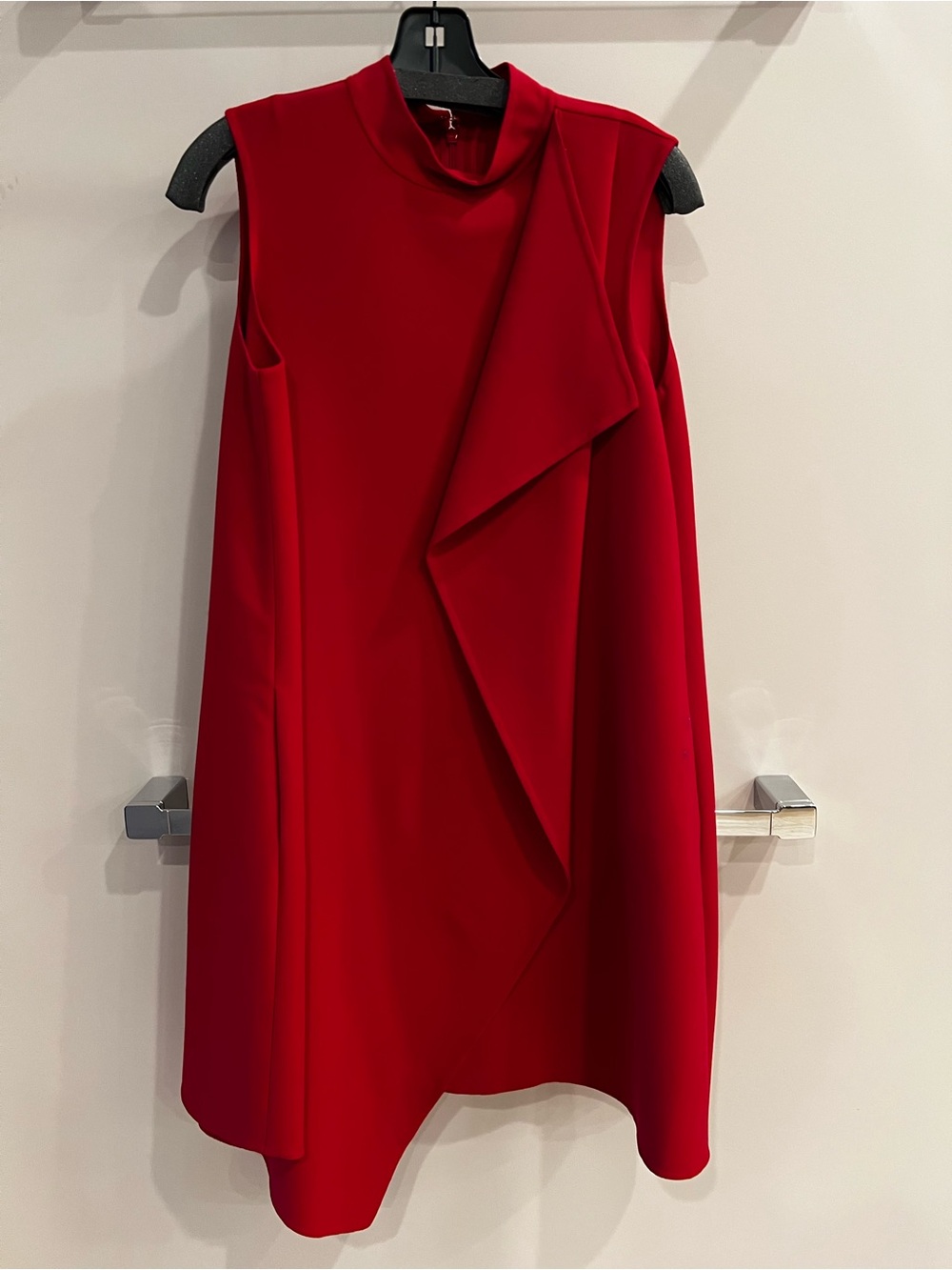 Oscar de la Renta Sleeveless Red Draped Midi Dress